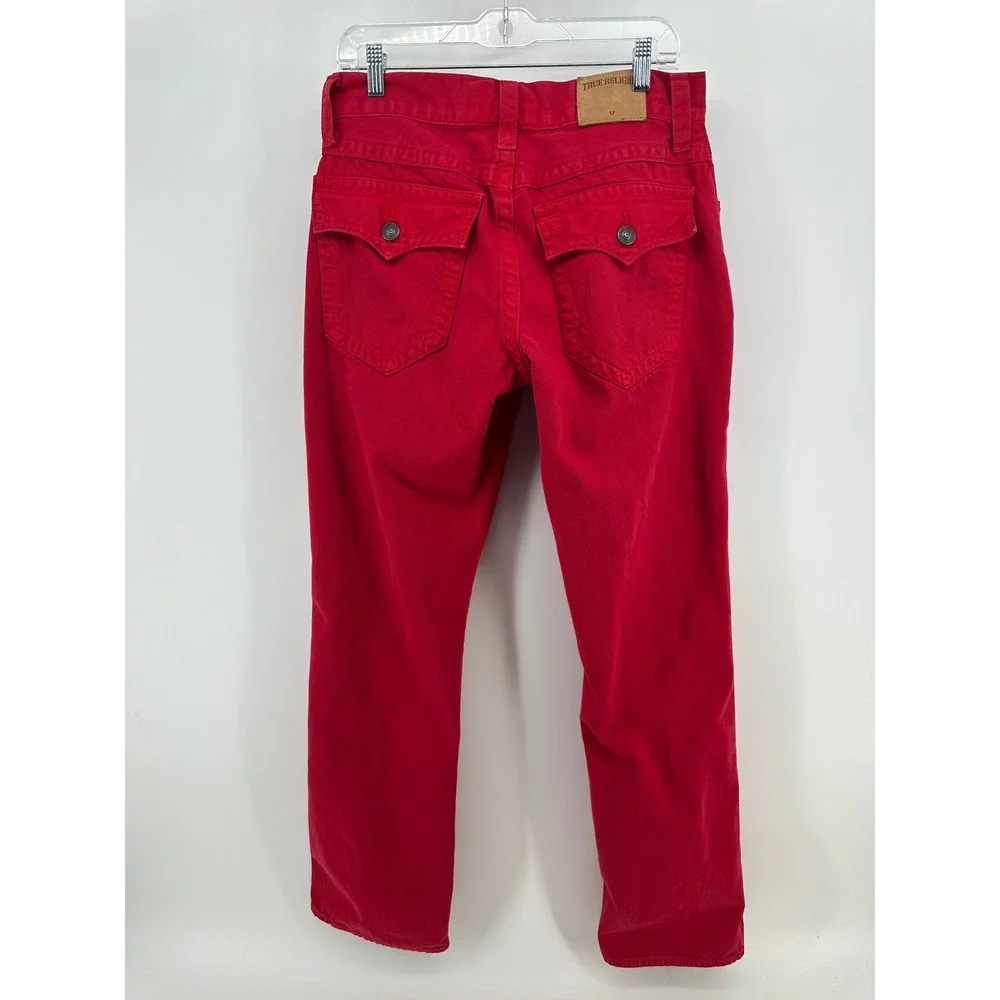 True Religion Ricky Straight Leg Red Denim Jeans Mens 36 Made in USA